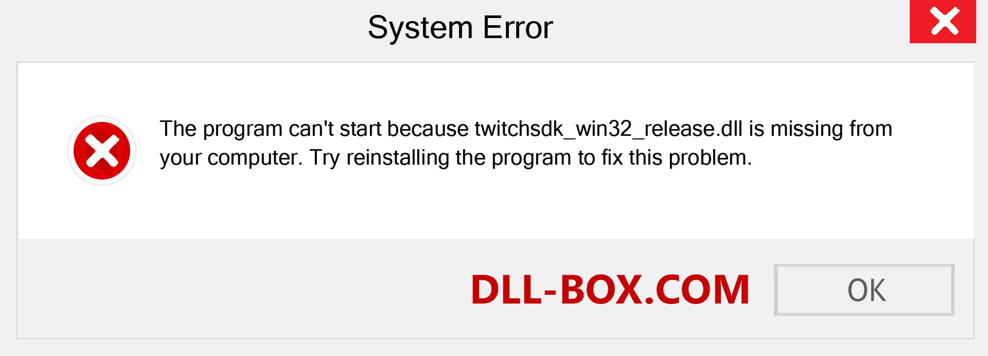  twitchsdk_win32_release.dll file is missing?. Download for Windows 7, 8, 10 - Fix  twitchsdk_win32_release dll Missing Error on Windows, photos, images